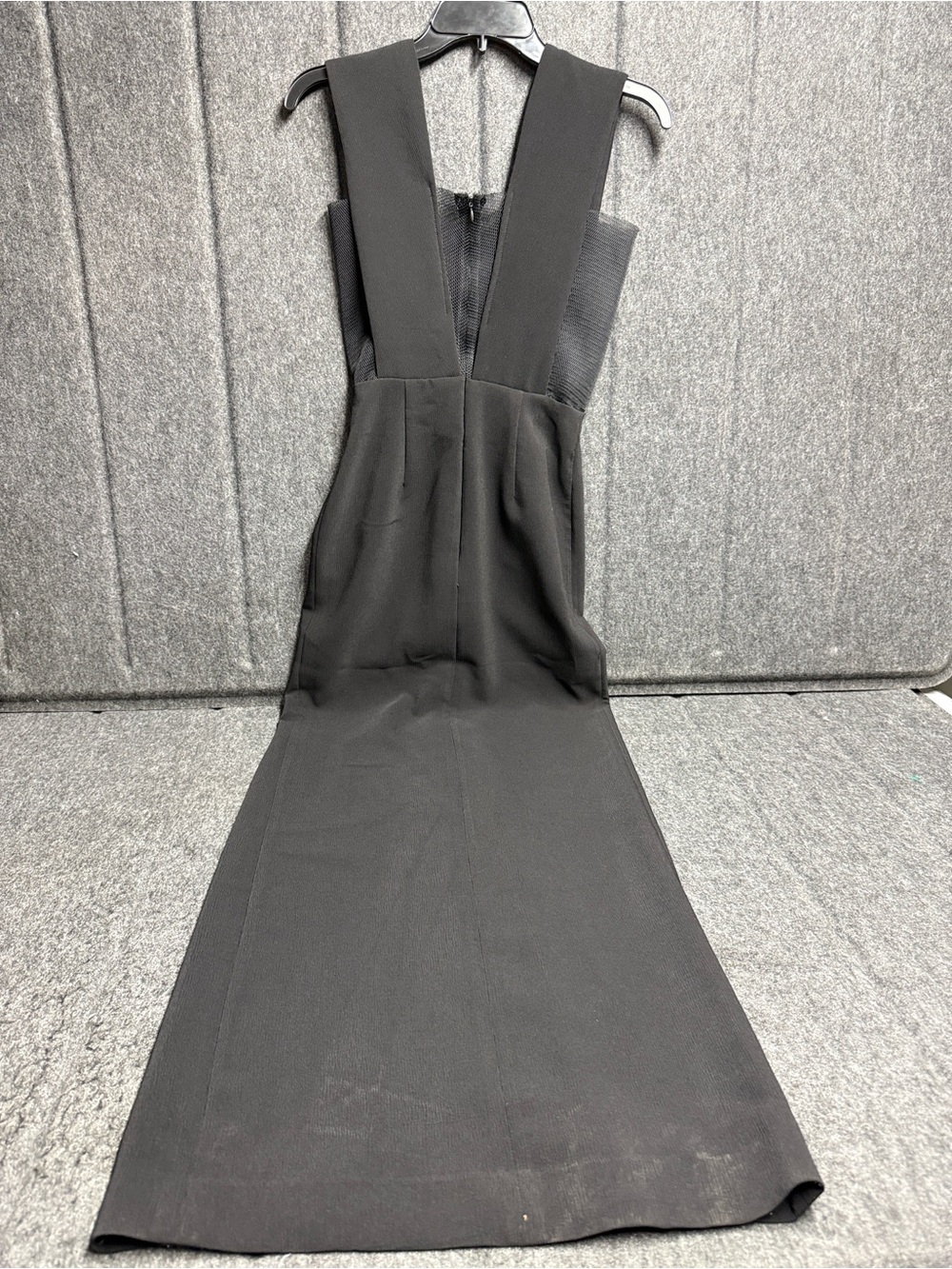 Solace London Black Plunge Maxi Dress with Sheer Inset and High Slit - Picture 4 of 11